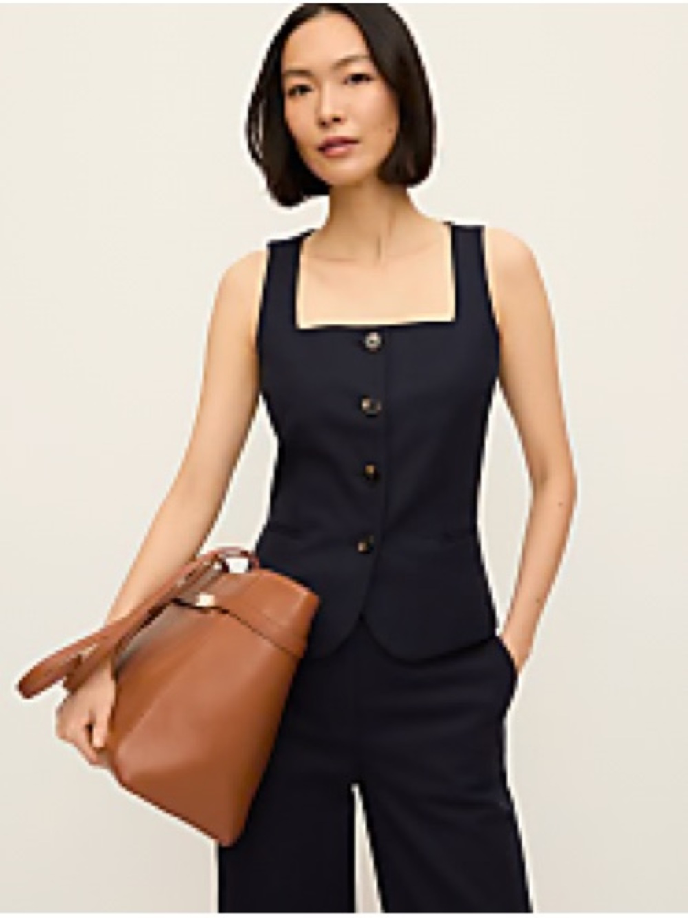 Ann Taylor Navy Square-Neck Tank Top